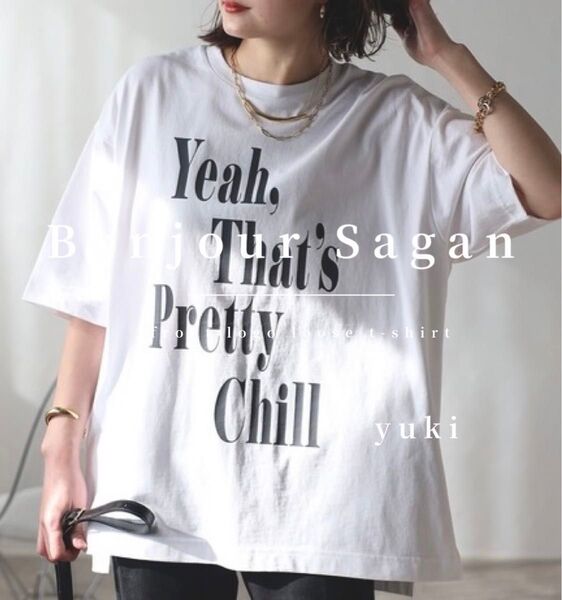 【新品/タグ付き】Bonjour Sagan フロントロゴルーズTシャツ ow