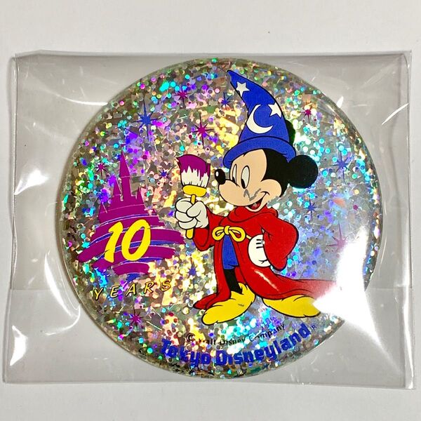 東京 ディズニーランド 10周年 缶バッジ ミッキー ファンタジア 1993年 コレクション レトロ 中古