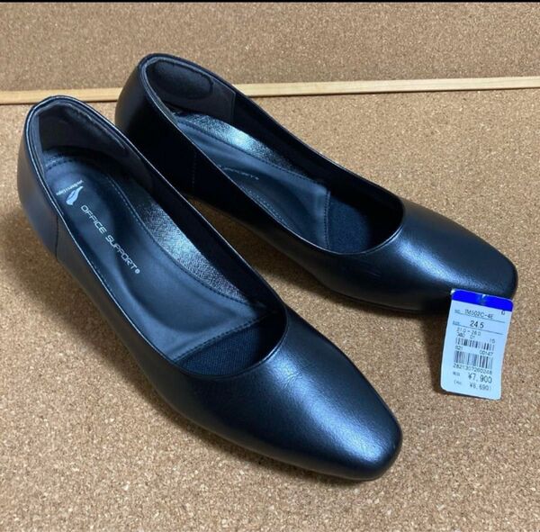 オフィスパンプス 24.5cm 黒 ブラック シューズ 就活