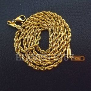 K18刻印 編み込み ねじれ パイプロープ ネックレス k18 18k メンズ