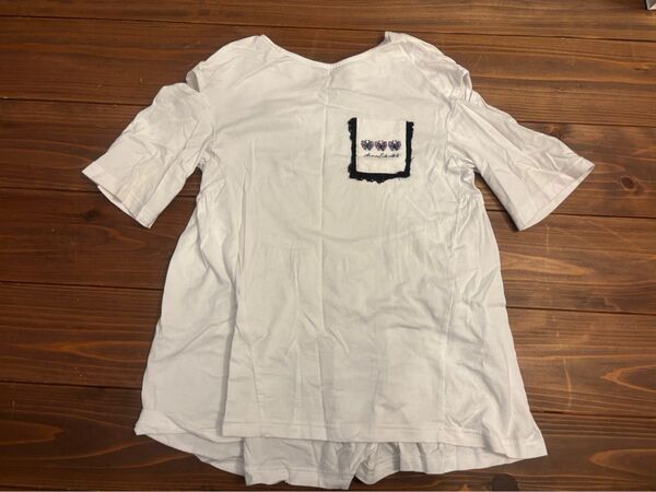 アナスイミニ 肩開き チュニック トップス Tシャツ 白 半袖 半袖Tシャツ ホワイト 140 130