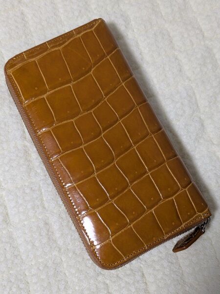 GODANE ゴダン ワニ革 クロコダイル 本革長財布 ファスナー長財布 バイカーズウォレット ライダースウォレット 極美品財布