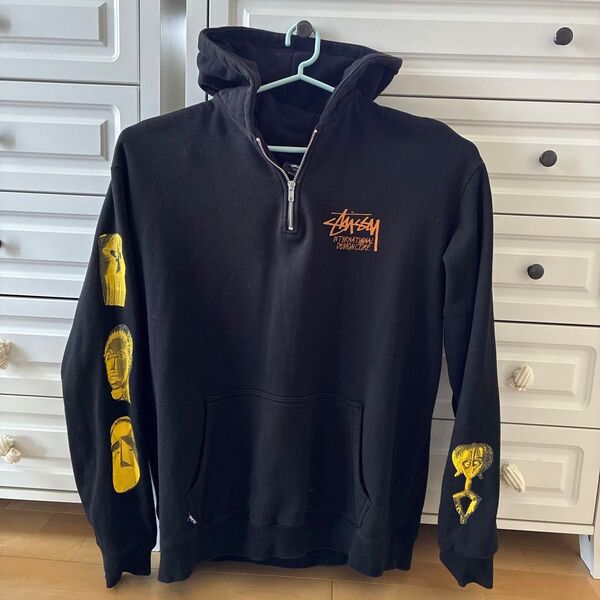 STUSSY ハーフジップパーカー メンズブラックL