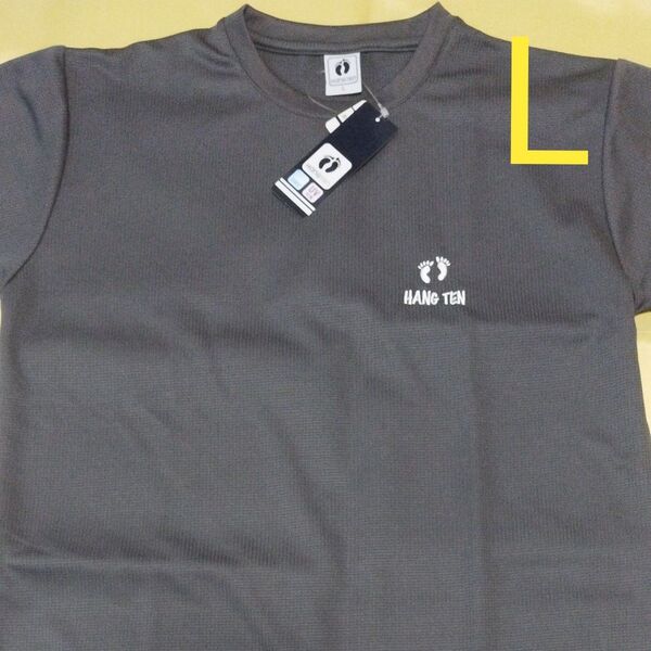 ▼1394 ハンテン HANGTEN 速乾ドライ半袖Tシャツ 濃灰 Lサイズ 未使用新品 タグ付