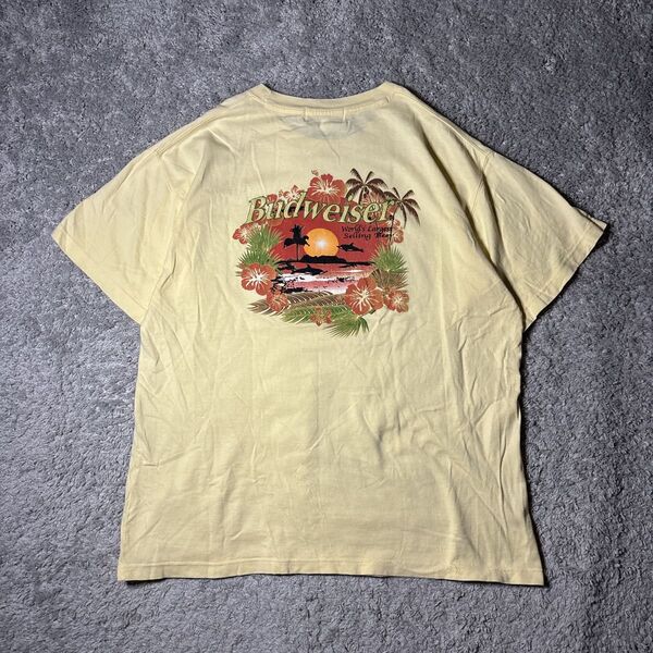 バドワイザー 両面デザイン tシャツ ワンポイントロゴ 90s ユニセックス 古着 半袖Tシャツ 両面プリント 古着