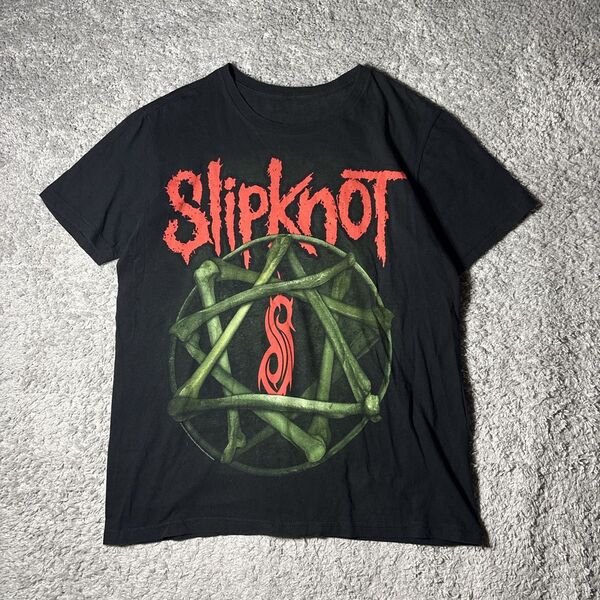 スリップノット バンドtシャツ バンT 半袖Tシャツ プリント 00s 両面デザイン ヘビーメタル ユニセックス 古着
