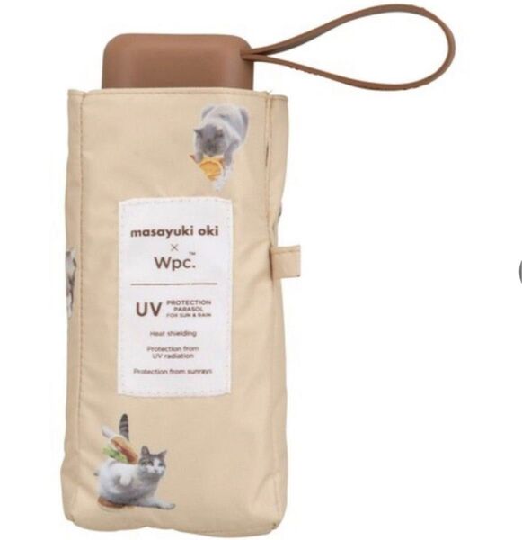 Wpc. 日傘 折りたたみ傘 沖昌之 Wpc. 遮光 アンブレにゃん ベージュ UVカット率100% 晴雨兼用 猫
