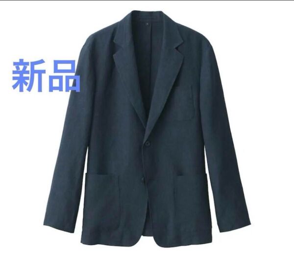 無印良品 新品 紳士 リネン洗いざらしジャケット 紳士 M ネイビー 紺 メンズ 男性 ブラック スーツ