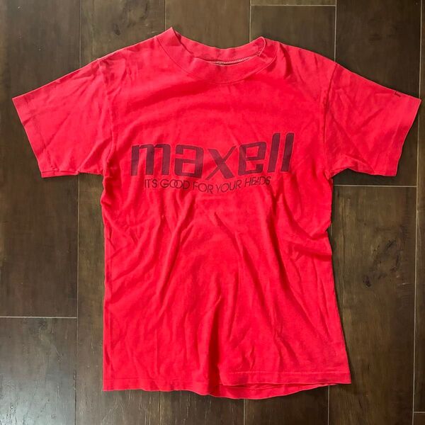 70s vintage maxell Tシャツ アンビル 古着 シングルステッチ 半袖 赤
