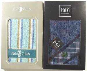 ■未使用　POLO CLUB ポロ タオルハンカチ POLO 箱付き ２個セット　ハンドタオル　