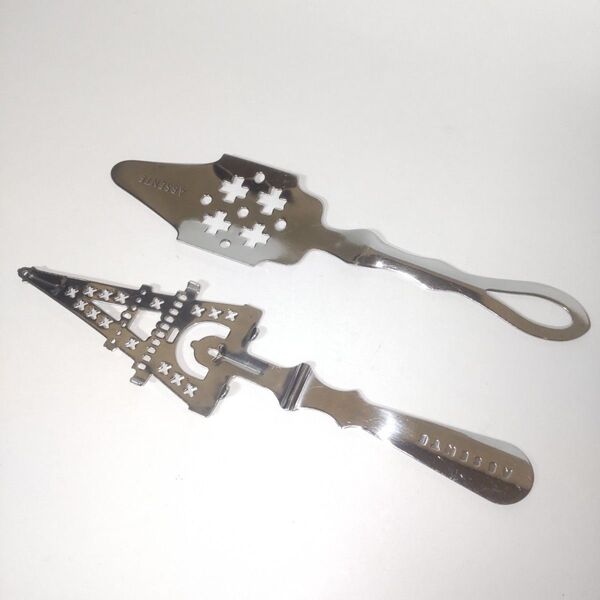 中古 アブサン スプーン 2本セット シルバー マドラー ABSINTHE 禁断の酒 ニガヨモギ 穴あきスプーン