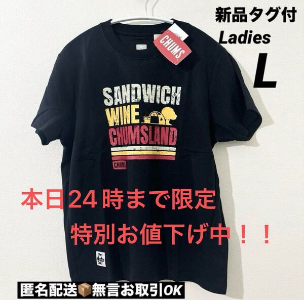 【新品タグ付】CHUMSチャムスTシャツ Go to the Picnic L ブラック 半袖