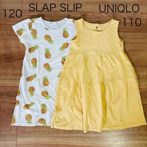 SLAP SLIP ユニクロ 110 半袖 ティアード ワンピース べべ 女の子 ノースリーブ