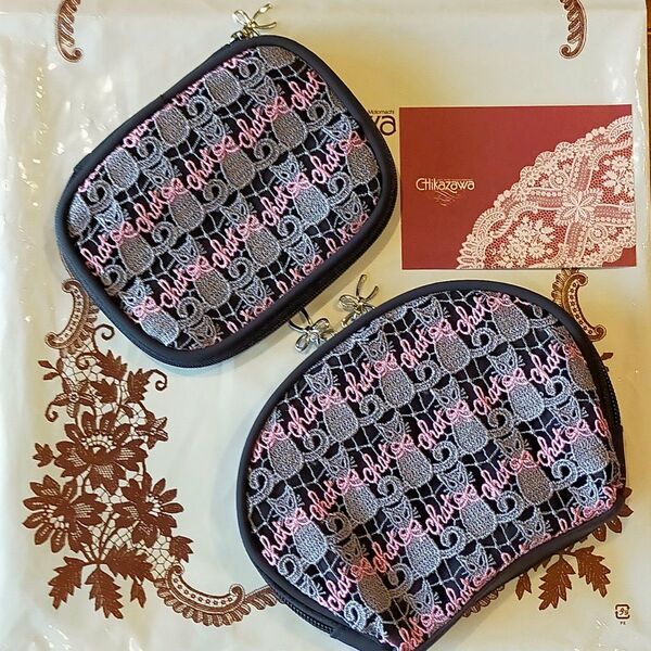 近沢レース ロシアンブルー小物 アクセサリーポーチ シェル型ポーチ 2個セット