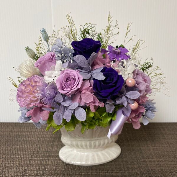 プリザーブドフラワー パープル系アレンジ 花器付 ギフト 父の日