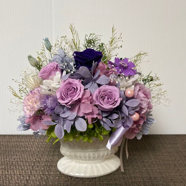 プリザーブドフラワー パープル系アレンジ 花器付 ギフト 父の日