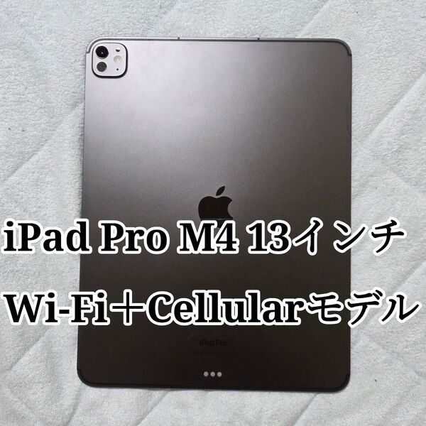 【最終お値下げ!】13インチ iPad Pro M4 Wi-Fi+Cellularモデル 256GB 標準ガラス スペースブラック