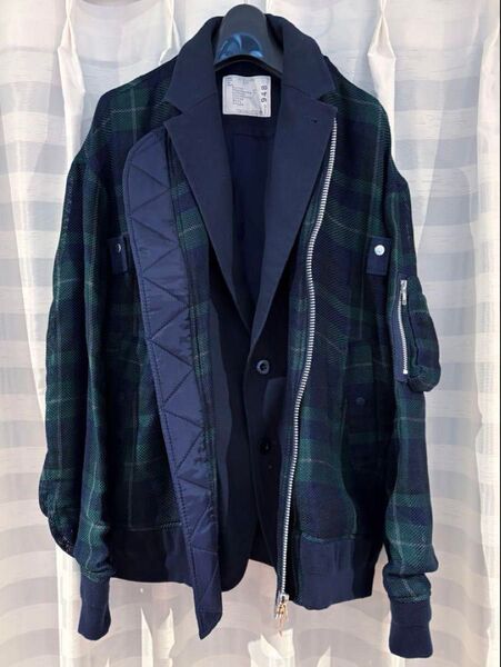 sacai サカイ チェックドッキング MA-1