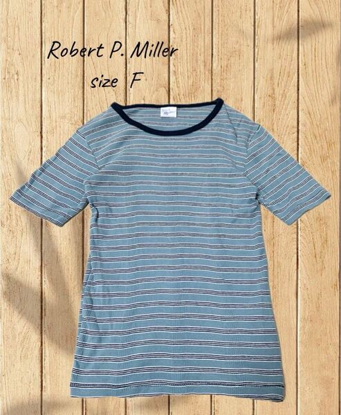 レディース トップス 半袖 Tシャツ カットソー ボーダー ターコイズブルー サイズF