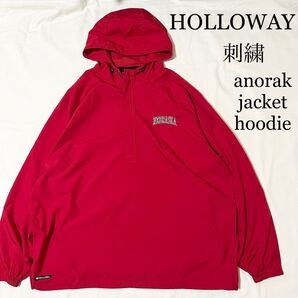 HOLLOWAY "NEBRASHKA" 刺繍 ハーフジップ ナイロンジャケット アノラックジャケット
