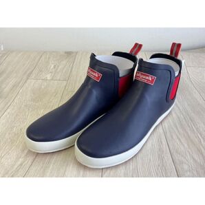 ショートレインブーツ 雨靴 防水 ネイビー 雨対策 ビジネス (27.0cm)