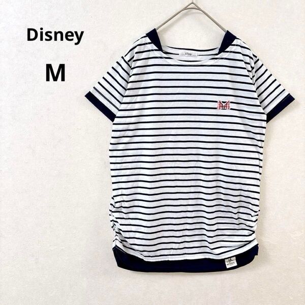 ディズニー ミニー リボン ボーダー Tシャツ 半袖カットソー トップス M レディース