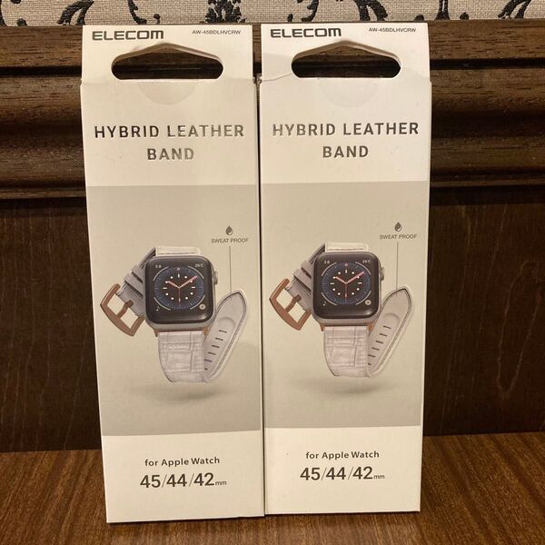 エレコム Apple Watch 49 46 45 44 42mm ハイブリッド レザーバンド 2個セット