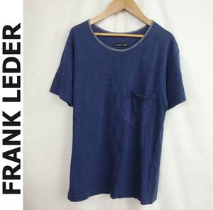 【送料無料】美品 ドイツ製 FRANK LEDER フランクリーダー 麻100% ポケット付きTシャツ S メンズ 紺系 ポケT 国内正規品 夏物