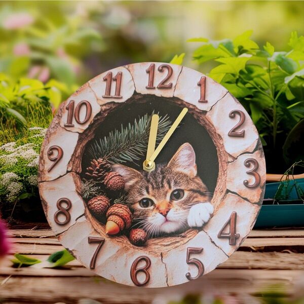 猫 猫雑貨 壁掛け時計 掛け時計 時計 ペット インテリア プレゼント 静音