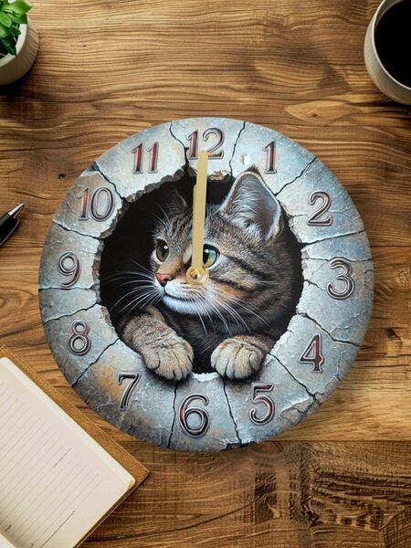 猫 猫用品 猫雑貨 インテリア 可愛い 時計 静音 壁掛け時計 プレゼント