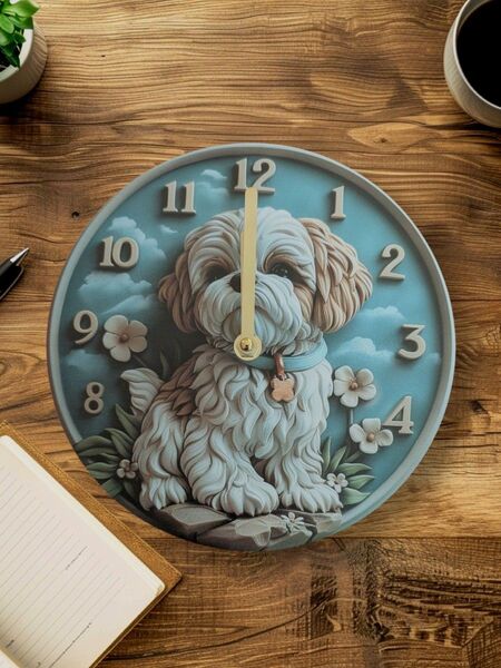 シーズー 壁掛け時計 静音 ペット 犬 時計 インテリア 装飾 掛時計 プレゼント