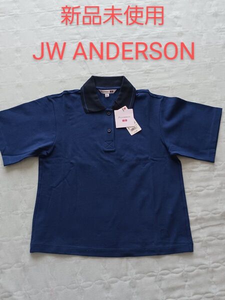 新品★JW.ANDETSON★タグ付き綿100%鹿の子織り半袖 ポロシャツ★ショート丈/ネイビーS