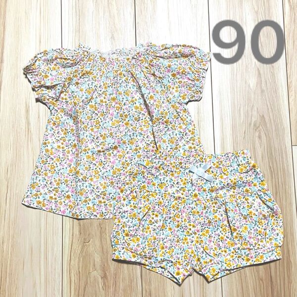 花柄 チュニック ショートパンツ セットアップ 90cm 2点セット
