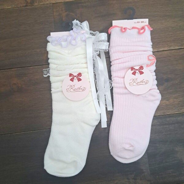 キッズ靴下 15~20cm ホワイト ピンク フリル ルーズソックス 女児向け 女の子靴下 靴下 ソックス