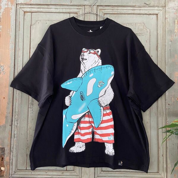 新品!4番 Lsize シャチ クマ ビック Tシャツ ゴースローキャラバン 半袖Tシャツ 半袖