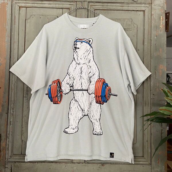 新品!3番 Msize 男女兼用 クマ Tシャツ バーベル ゴースローキャラバン