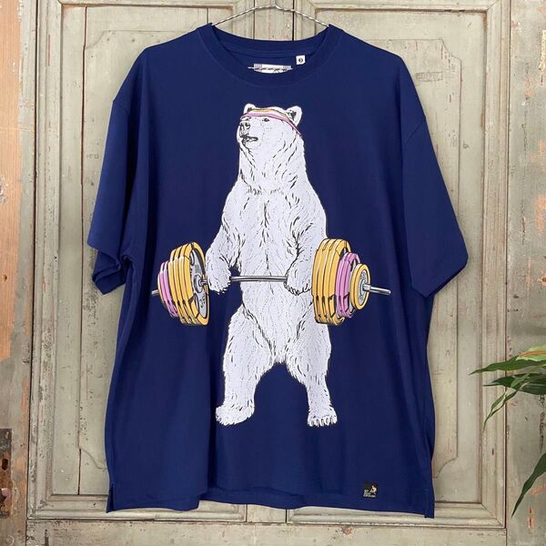 新品!3番 Msize 男女兼用 クマ Tシャツ バーベル ゴースローキャラバン