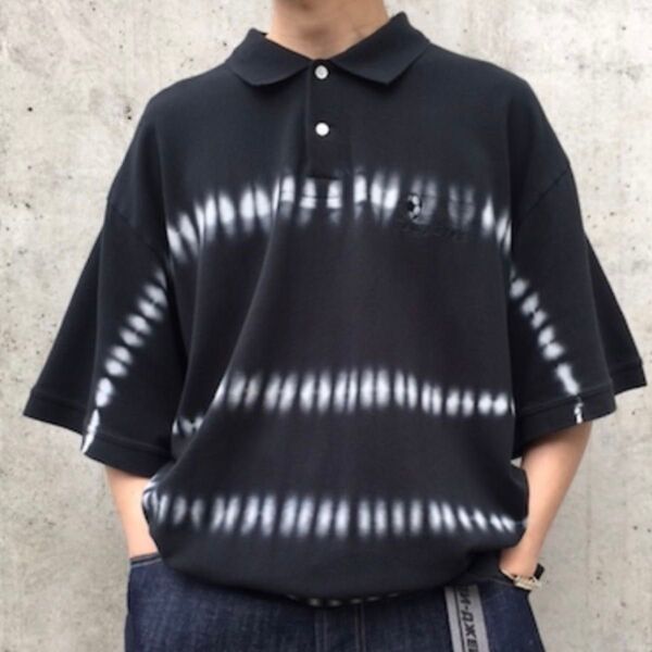 Gosha Rubchinskiy ゴーシャ ラブチンスキー オーバーサイズ タイダイ ポロシャツ ブラック L