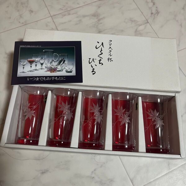 HOYA クリスタルグラス 5個セットひとくちビール 未使用品
