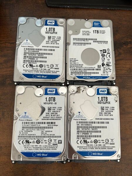 WD HDD SATA ハードディスク Blue 1TB 1000GB 4枚セット 使用時間短め