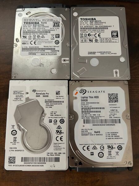 Seagate SATA HDD ハードディスク 正常 東芝 500GBx3 750GBx1