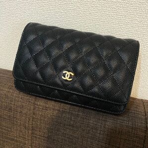 【新品未使用品】CCマーク チェーンウォレットバック ブラック 黒 ゴールド マトラッセ ノーブランド