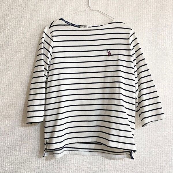 値下げしました U.S polo ボーダー ホワイト カットソー M Tシャツ7分丈