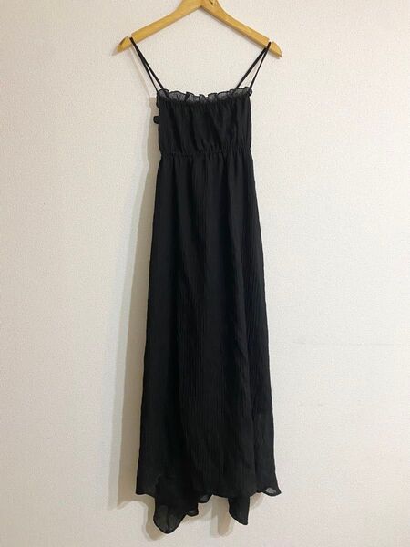【美品】Armonia バックオープンキャミワンピース 黒 FREE size