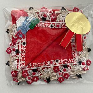 「新品未使用品」近沢レース タオルハンカチ どすこい日本 レッド 完売商品