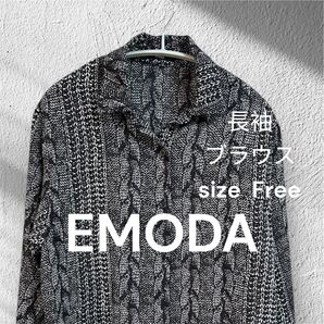 EMODA ブラウス ブラック フリー レディース 長袖 エモダ 花柄