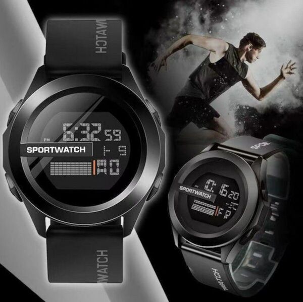 新品 LED 防水 スポーツ デジタル 腕時計 黒1280
