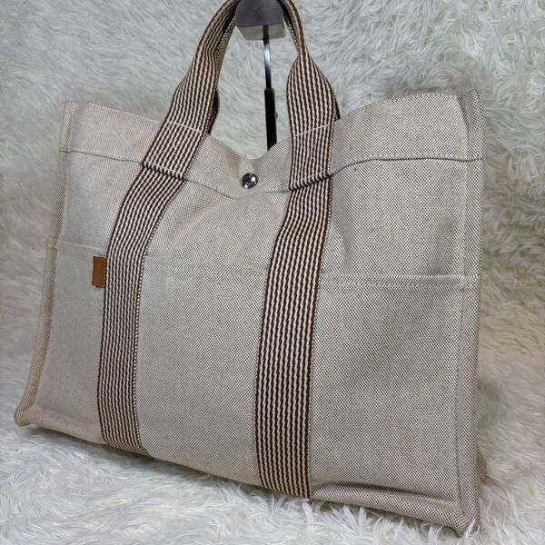 【美品】 エルメス フールトゥ MM キャンバス トートバッグ A4可 トート HERMES キャンバス