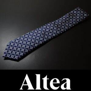 9682◆altea アルテア◆ネクタイ定価16,500円◆剣先幅7.5㎝◆ネイビー~プリント柄◆シルク100%◆イタリア製◆新品
