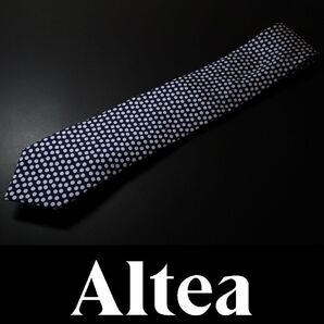 9681◆altea アルテア◆ネクタイ定価16,500円◆剣先幅7.5㎝◆ネイビー~プリント柄◆シルク100%◆イタリア製◆新品
